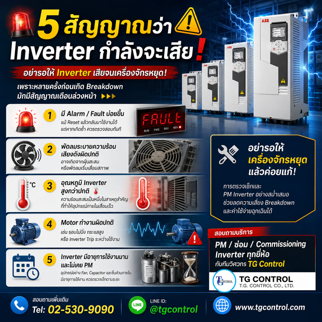 5 สัญญาณว่า Inverter กำลังจะเสีย! รู้ก่อน ลดความเสี่ยงเครื่องจักรหยุด
