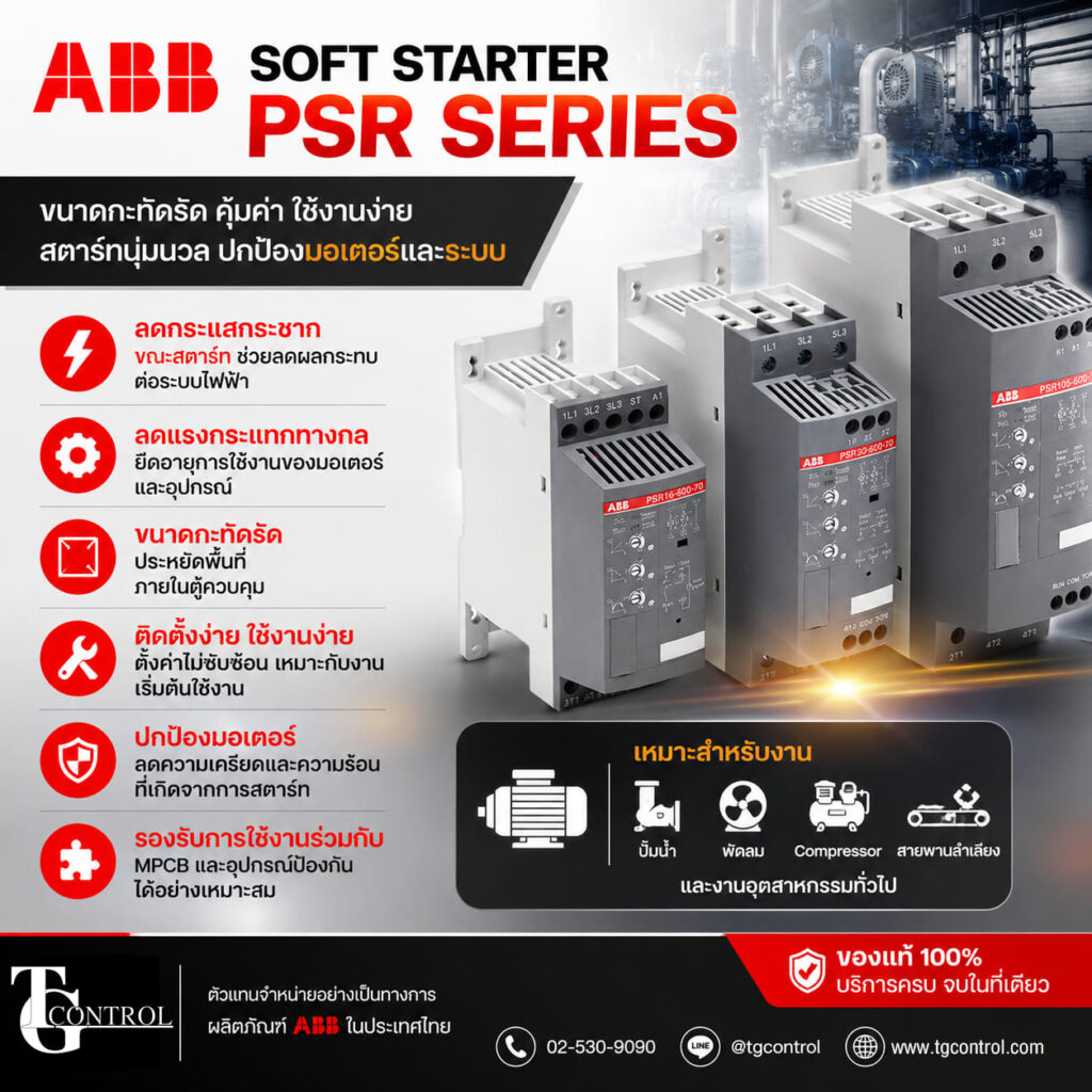 จุดเด่น Soft Starter ABB รุ่น PSR ทางเลือกสำหรับการสตาร์ทมอเตอร์แบบนุ่มนวล