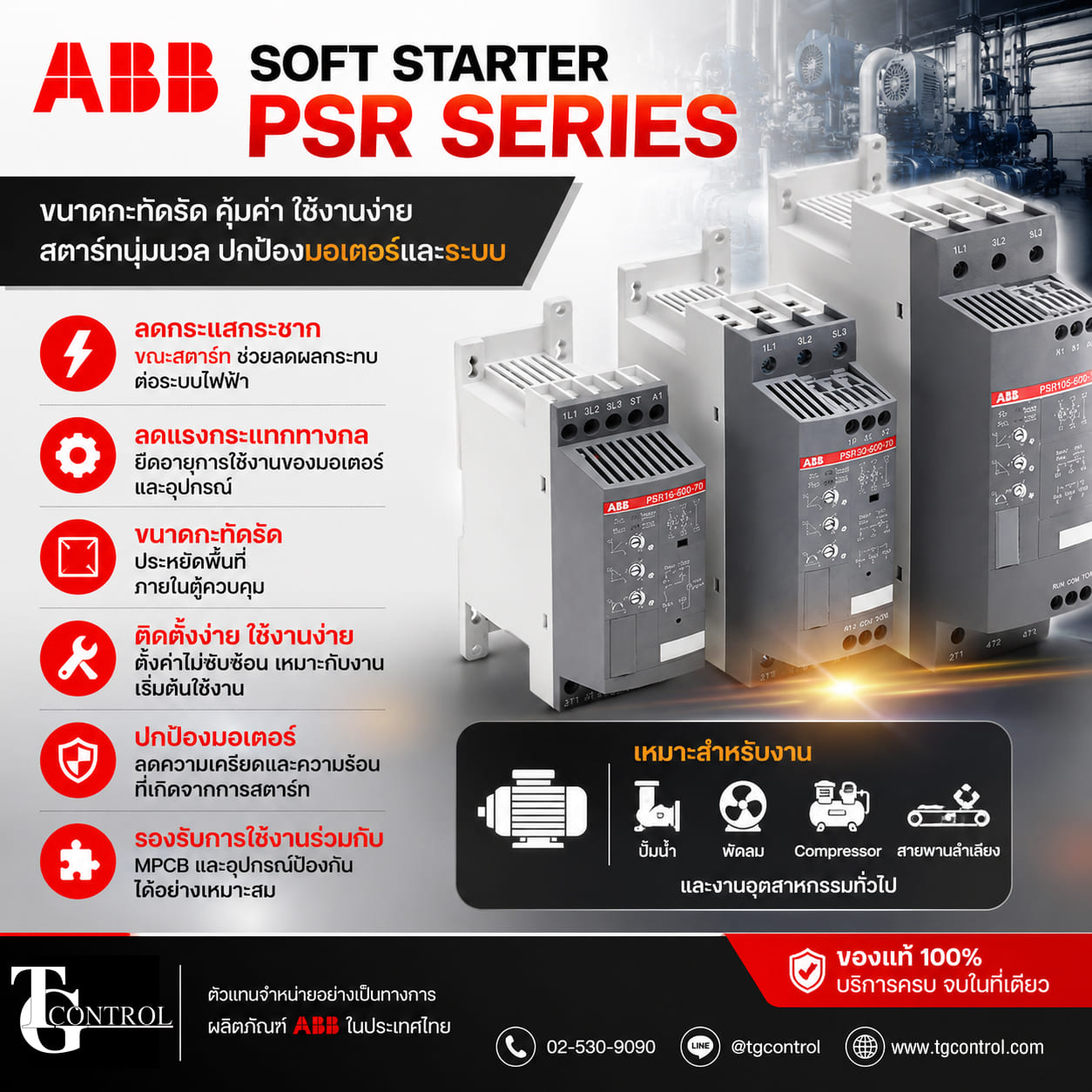 จุดเด่น Soft Starter ABB รุ่น PSR ทางเลือกสำหรับการสตาร์ทมอเตอร์แบบนุ่มนวล