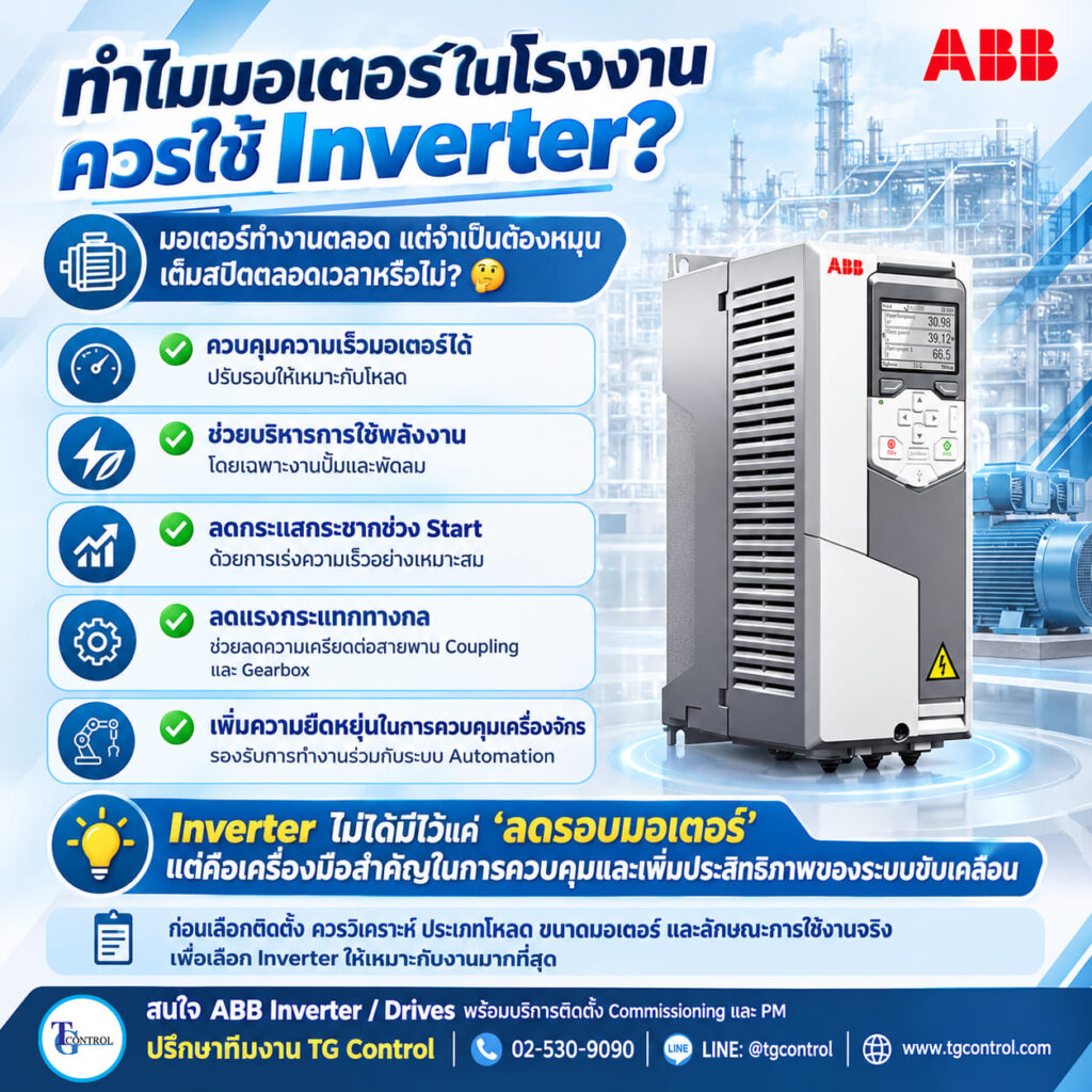 ทำไมมอเตอร์ในโรงงานควรใช้ Inverter?